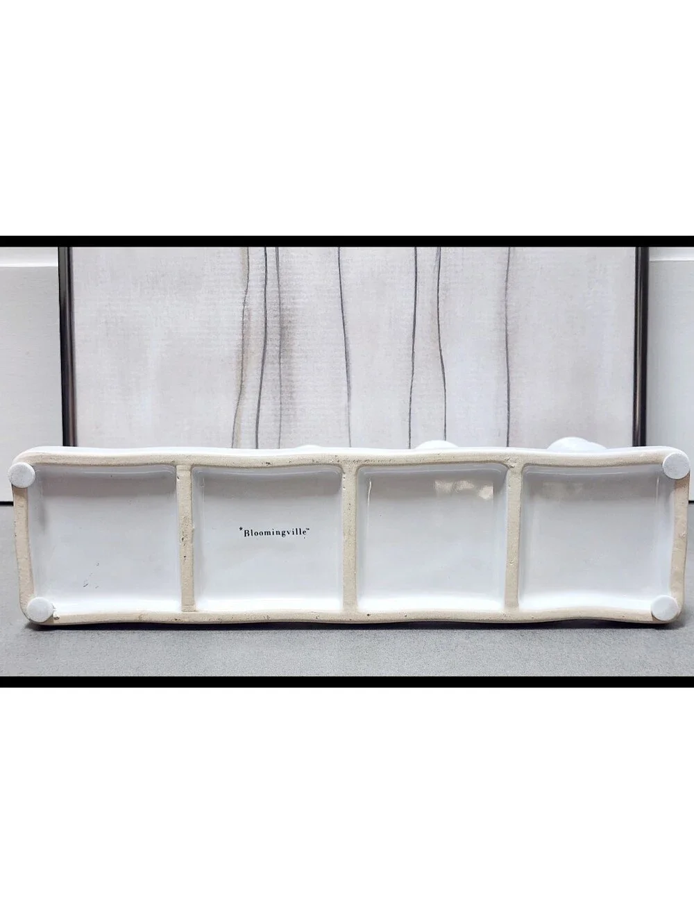 Bloomingville 8 Bud Flower Tray Vase White Glazed Stoneware Decor Propagating